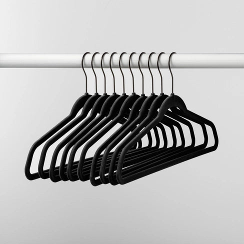 Velvet Hangers - Non-Slip Clothes Hangers with Tie Bar & 360° Hook