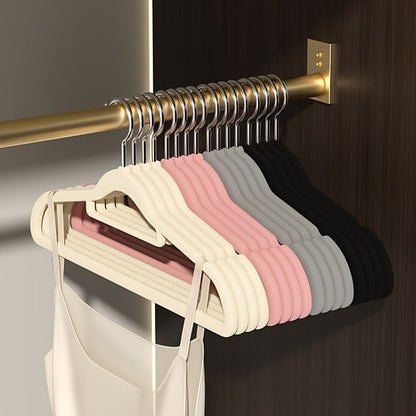 Velvet Hangers - Non-Slip Clothes Hangers with Tie Bar & 360° Hook